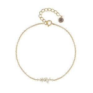 Hollywood Sensation 18K Gold Plated Sterling Silver Chain Link Bracelet with Round Cut Cubic Zirconia Cluster 7 Inches Gold - 1 of 4