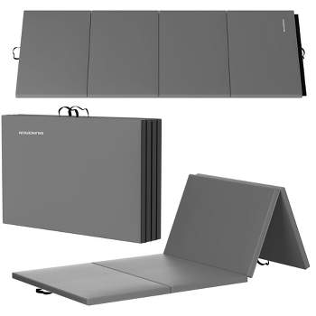 Best Choice Products 10x4ft 4-Panel Foam Folding Exercise Gym Mat for Gymnastics, Aerobics, Yoga w/ Handles - Black