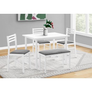Monarch Specialties Dining Set 5pcs Set 40 inch Rectangular Kitchen Small White Metal And Laminate Grey Fabric Contemporary Modern - 1 of 4