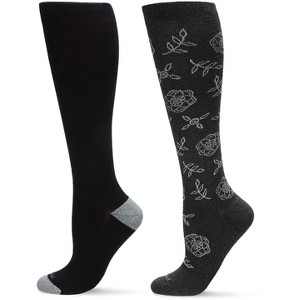 MeMoi Women's 2 Pair Pack Cotton Blend 15-20 mmHg Graduated Compression Socks - 1 of 3