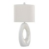 LumiSource (Set of 2) Pearl 29" Contemporary Table Lamps Matte White Poly, Natural Shell and White Linen Shade - 2 of 4