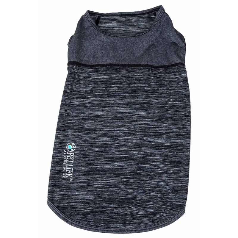 Pet Life Active Aero-Pawlse Heathered Quick-Dry and 4-Way Stretch Dog and Cat Tank Top T-Shirt - Black, 3 of 9