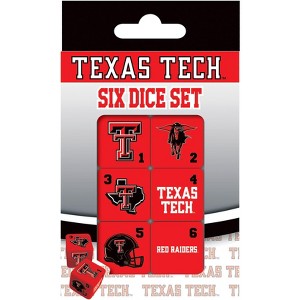 MasterPieces Officially Licensed NCAA Texas Tech Red Raiders - 6 Piece D6 Gaming Dice Set Ages 6 and Up - 1 of 3