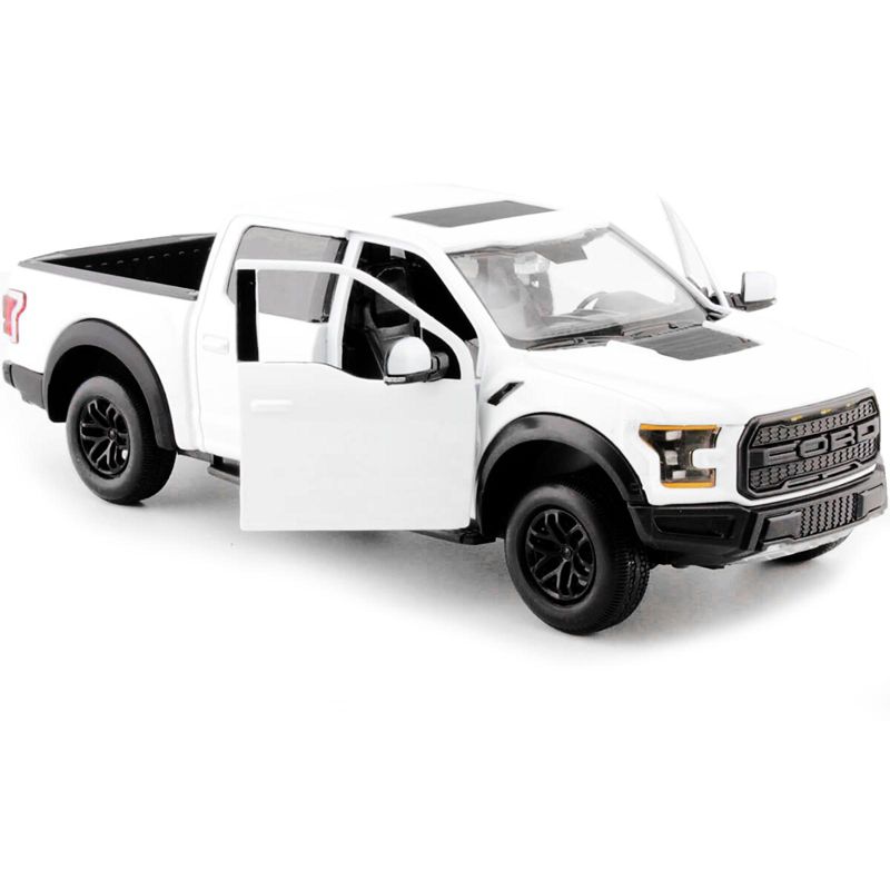 2017 Ford F-150 Raptor Pickup Truck White with Black Wheels 1/24 Diecast Model Car by Motormax, 2 of 4