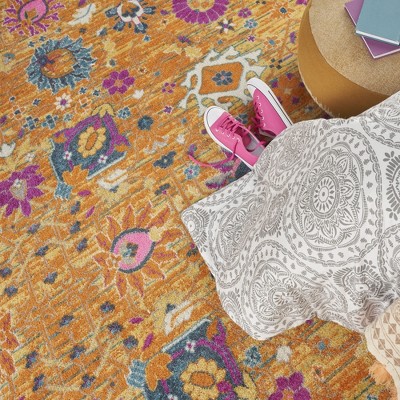 Sunburst Floral Bliss 9' x 12' Easy-Care Synthetic Area Rug