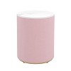Vynxaria 2-Set Pink Upholstered Nightstand with 3 Drawers Round Bedside Table Metal Handles Marbling Stickers Top - 4 of 4