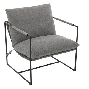 Modern Sling Accent Chair with Metal Frame, Upholstered Oversized Armchair with Shredded Foam Cushion for Living Room, Bedroom or Lounge - 1 of 4