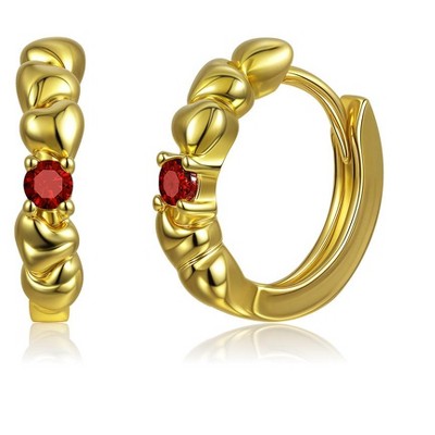 Molenia Birthday Birthstone Heart Huggie Earrings Women, 14K Gold 925 Sterling Silver Small Hoop Earrings, Hypoallergenic Jewelry  Anniversary Gift