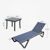 VisioGear 2pcs Outdoor Lounge Chair, Patio Chaise Lounge with 5 Position Adjustable Backrest & Wheels, Navy Blue, 64.41"*53.38"*34.25" - 3 of 4