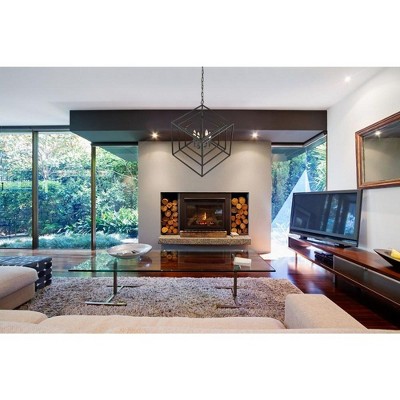 Matte Black Geometric Steel 4-Light Chandelier