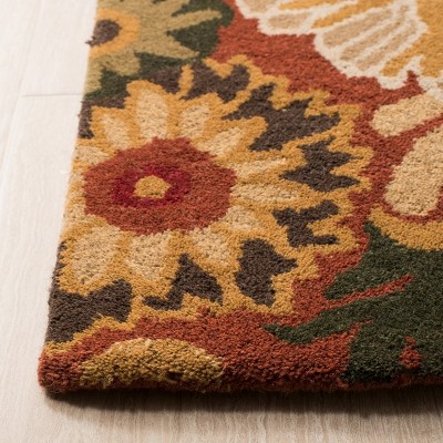 Ivory and Rust Floral Hand-Tufted Wool Area Rug