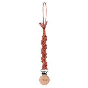 Macrame Pacifier Clip - Baby Pacifier Holder Leash Boho Wooden Clips - Teething Toy with Handmade Braided Cotton Modern Unisex Baby Gift (Multicolor) - 1 of 4