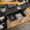 Gray 55 Point 1 Inch 3 Drawer Storage Cabinet with Adjustable Shelf and Doors Modern Sideboard Buffet Cabinet for Dining Room Walnut Grain - 3 of 4