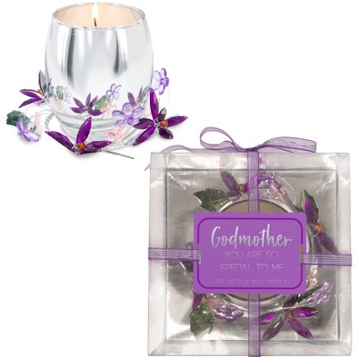 Pavilion Gift Company - Godmother Purple Flower - 3.5 oz 100% Soy Wax Candle Scent: Jasmine - Flame Candles