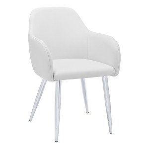Dining Chair, Set Of 2, Side, Upholstered, Kitchen, Dining Room, White Leather Look, Chrome Metal, Contemporary, Modern - 1 of 4