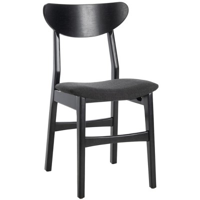 Transitional Black Wood Upholstered Side Chair Set of 2