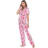 Women's Short Sleeve Top and Pants Pajama Set - White Mark - 3 of 4