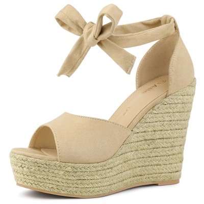 Allegra K Women's Espadrilles Tie Up Ankle Strap Wedges Sandals