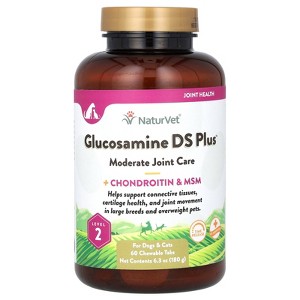 NaturVet Glucosamine DS Plus, Moderate Joint Care + Chondroitin & MSM, For Dogs & Cats, Level 2, 60 Chewable Tabs, 6.3 oz (180 g) - 1 of 2