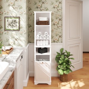 64" Tall Bathroom Storage Cabinet for Small Space, Floor Standing Cabinet for Living Room Bathroom Home Office Kitchen - 1 of 4