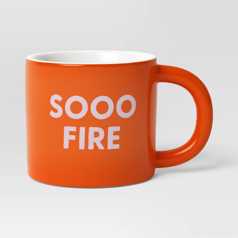 Photos - Glass 16oz Stoneware Sooo Fire Mug Orange - Room Essentials™