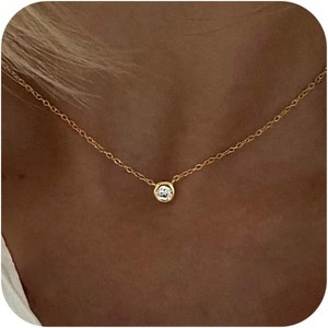 Diamond Choker Necklace for Women: Dainty 14K Gold/Sterling Silver Gold Plated CZ Jewelry, Trendy Gift - 1 of 4