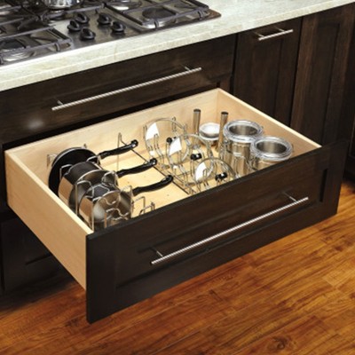 Rev-A-Shelf Kitchen Cabinet Drawer Storage Organizer for Pot and Pan Lid Storage, For 4DPS & 4DPBG Interior Peg Boards, Hold 6 Lids, Chrome, 5DLD-1-CR — фото 4