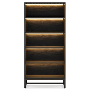 Resenkos Bookshelf, Bookcase Standing Shelf Unts,70.8" Bookcase, Large Bookshelf Organizer with 5-Tier Storage Shelves,Black + LED Lights - 1 of 3