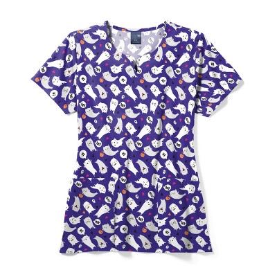 Zoe and Chloe Zoe+Chloe Performance Notch Neck Print Scrub Top