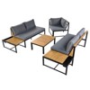 VisioGear 4 Pieces Patio Furniture Set with Loveseats and Cushions, Patio Furniture for Garden, Backyard, Poolside, Grey, 109.8"*32.7"*29.1" - 2 of 4