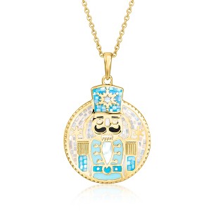 Ross-Simons Mother-Of-Pearl and Multicolored Enamel Nutcracker Mosaic Pendant Necklace in 18kt Gold Over Sterling Size 18 - 1 of 3
