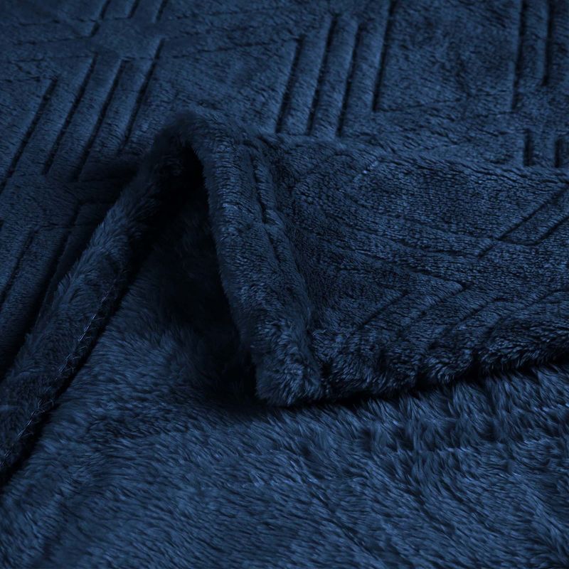 Alaska Diamond Flannel Embossed Fleece Plush Throw Blanket Medium Weight Fluffy Bedding by Blue Nile Mills, 3 of 7