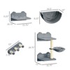VisioGear Cat Wall Shelves, 4 Pcs Cat Wall Furniture Cat Climbing Shelf with Cat Hammock, Scratching Post, for Playing, Gray, 15.8"*11"*28.8" - 3 of 4