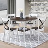 NicBex 45.67" Round Dining Table Set for 4 Farmhouse Wood Dining Table Built-in Storage Shelves with 4 Chairs - 3 of 4