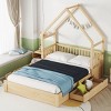 1pc Queen Platform Bed Frame, Solid Wood with Storage Drawers, Guardrail House Style for Kids or Teens Bedroom - Baofuwish - 2 of 4