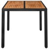 vidaXL Patio Table with Wooden Top, Black, 35.4"x35.4"x29.5" Poly Rattan - 3 of 4
