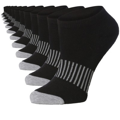 Tipi Toe Women's 12-Pairs Black Minimalist Grey Stripe Low Cut Athletic Sport Peformance Socks