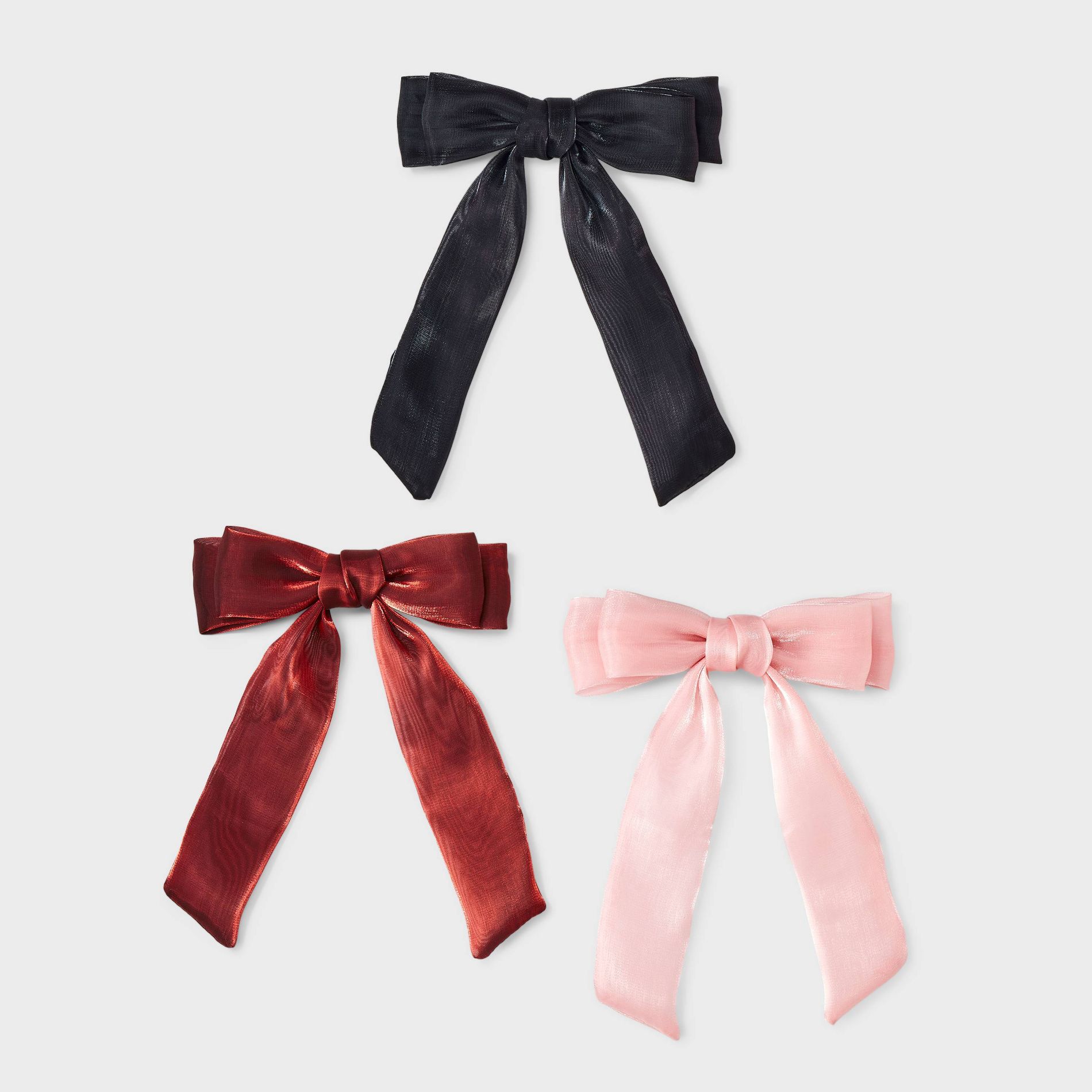 Organza Double Hair Bow Set 3 pk - Wild Fable™ Pink/Red/Black