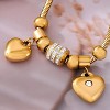 Gold Stainless Steel Heart - Accented Classic Women's Bracelet - 3 of 4