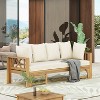 Outdoor Extendable Acacia Wood 3 Seater Sofa, Polyester Cushion Couch, Daybed Sofa Chair, Spacious Seating Lounge Chair, Patio Daybed Sofa - 3 of 4