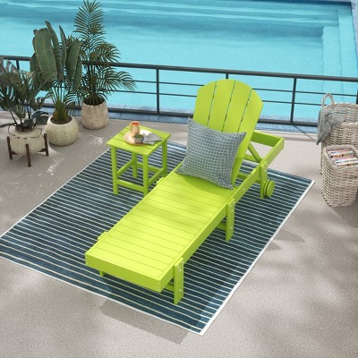 WestinTrends Malibu 2 Piece Adirondack Poly Reclining Chaise Lounge With Wheels