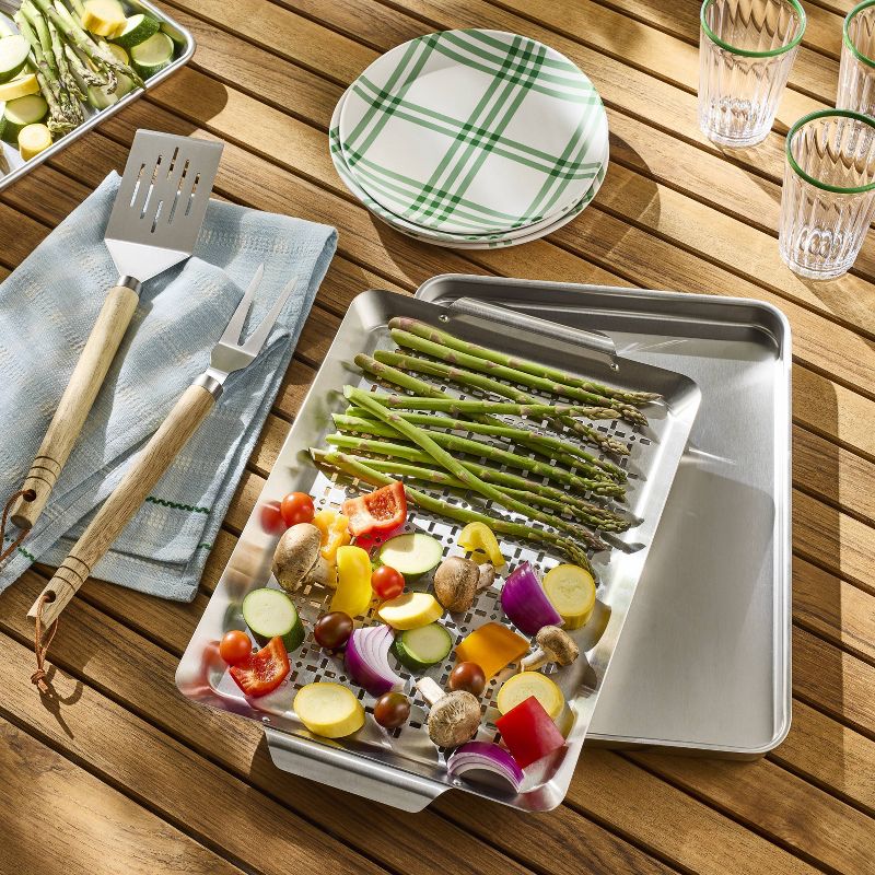 2pc Stainless Steel Grill Pan - Hearth &#38; Hand&#8482; with Magnolia, 3 of 6