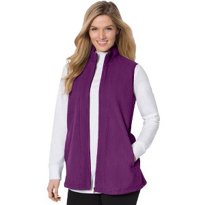 Woman Within Plus Size Zip-Front Microfleece Vest - 1 of 4