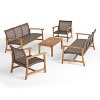 Christopher Knight Home Savannah Outdoor Acacia Wood and Wicker 8 Seater Sofa Chat Set - 2 of 4