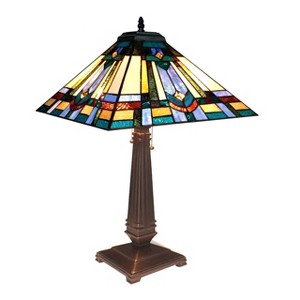 Chloe Lighting CH1T190BM16-TL2 Irwin Tiffany-style 2 Light Mission Table Lamp 16" Shade - 1 of 3