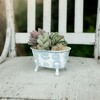 3.74" x 6.1" Embossed Blue Floral Design Metal Planter Bathtub Kitchen Bathroom Soap Dish Holder Tray - 3 of 4