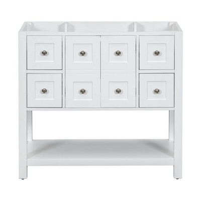 36 Inch Bathroom Vanity, Bathroom Cabinet With 4 Drawers, 2 Soft Closing Doors, Solid Wood Frame