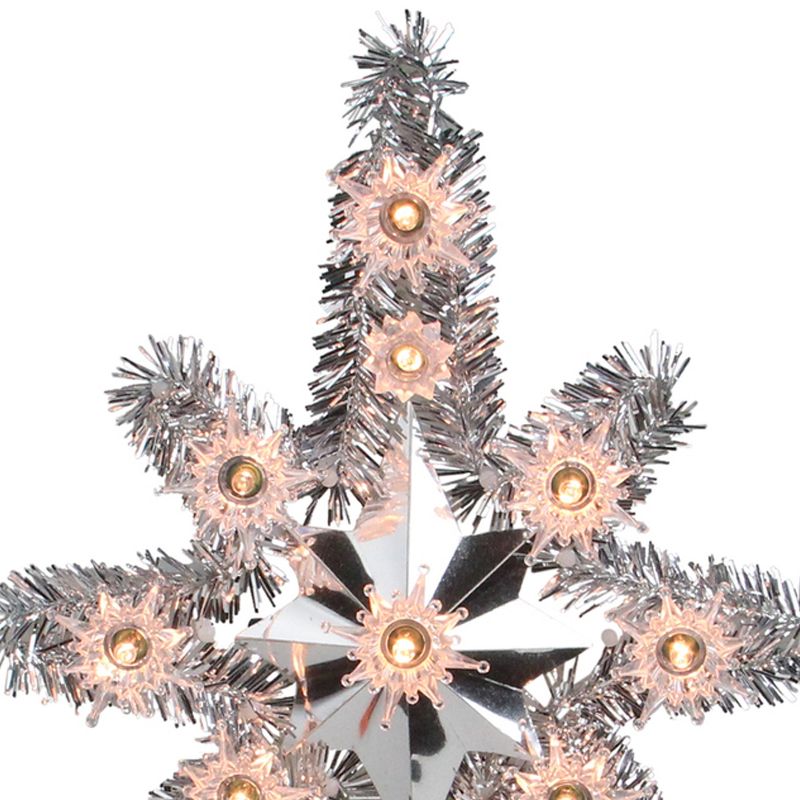 Northlight 11" Silver Lighted Tinsel Star of Bethlehem Christmas Tree Topper - Clear Lights, 3 of 4