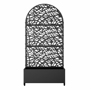 Lirago Metal Planter Box privacy screen Garden Bed with Trellis and Wheels - Black- 6 ft. H x 3 ft. W - 1 of 4