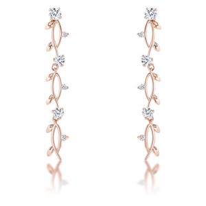 Slickblue Vine Design 1.1ct CZ Rose Gold Dangle Earrings for Women, Clear Round Stones, Evening Accessory - 1 of 3